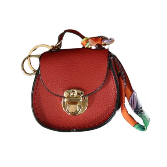 Bag Keychain Bag Charm Change Pouch Coin Purse Push Lock Clasp Red - Picture 4 of 13